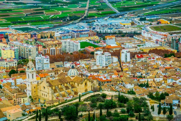 Aerial View Spanish City Xativa Famous Its Castle — Foto de Stock