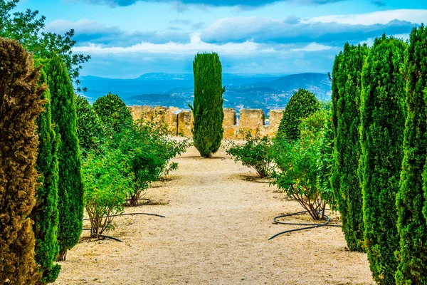 View Green Garden Xativa Castle Spain — Stockfoto