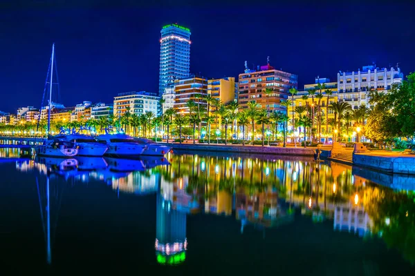 Vista Noturna Marina Alicante Espanha — Fotografia de Stock