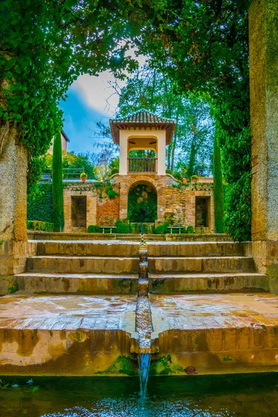 Water Cascade Situated Alhambra Palace Complex Spain — Stock Photo, Image