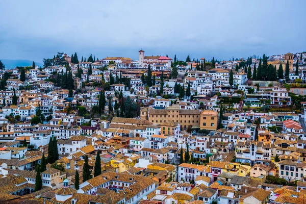 Granada, anteni panoramik görüntülemek eski Alhambra semtinden Albaicin
