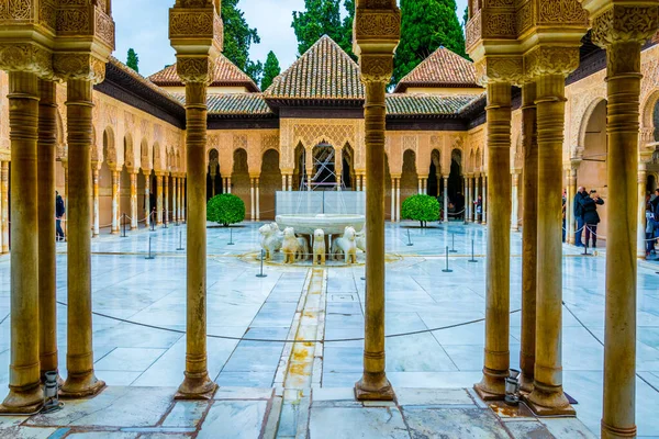 Granada, İspanya 'daki Alhambra Sarayı' ndaki aslanlar.