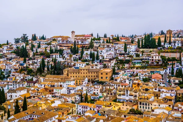Granada, anteni panoramik görüntülemek eski Alhambra semtinden Albaicin