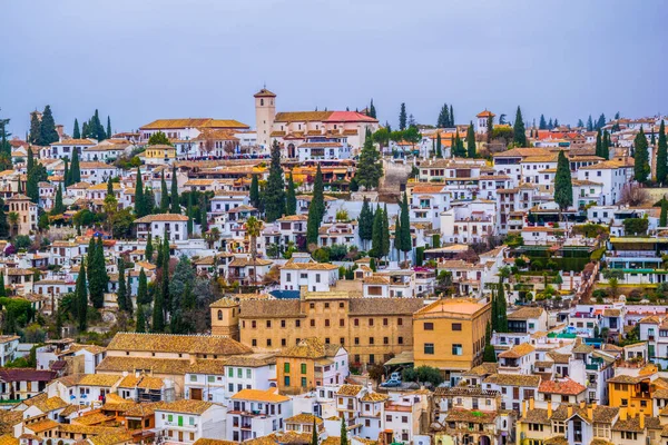 Granada, anteni panoramik görüntülemek eski Alhambra semtinden Albaicin