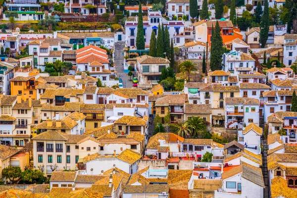 Granada, anteni panoramik görüntülemek eski Alhambra semtinden Albaicin
