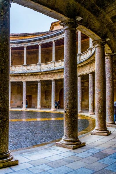 Detail Column Courtyard Palace Charles Palacio Carlos Alhambra Granada Spain — Foto Stock