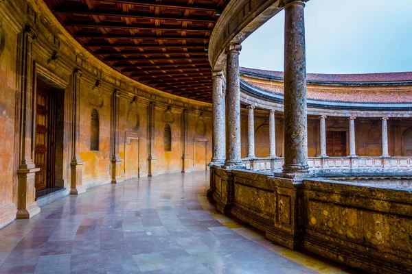 Detail Column Courtyard Palace Charles Palacio Carlos Alhambra Granada Spain — Foto de Stock