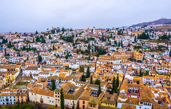 Granada, anteni panoramik görüntülemek eski Alhambra semtinden Albaicin