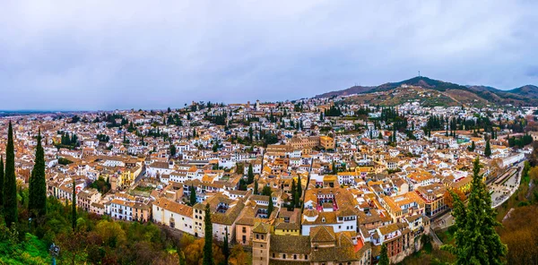 Granada Aerial Panoramic View Old Albaicin District Alhambra — Stock Photo, Image