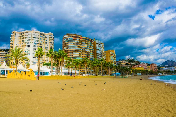View Malagueta Beach Spanish City Malaga — Stock fotografie