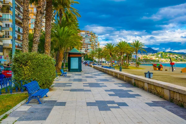 View Promenade Stretched Malagueta Beach Spanish City Malaga — Stock fotografie