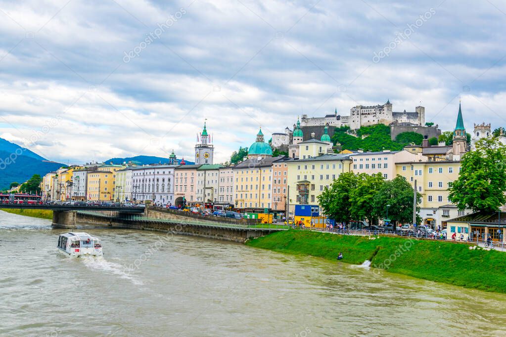 View of the festung Hohensalzburg fortress in the central Salzburg, Austria