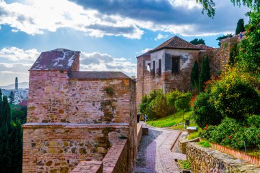 Malaga 'daki alcazaba kalesinin manzarası