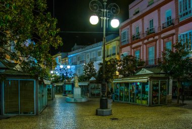 closed flower shops on the plaza topete in the spanish city cadiz
