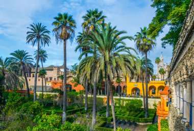 İspanyol şehri Sevilla 'daki gerçek Alcazar Sarayı' nın manzarası