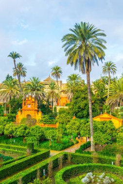 İspanyol şehri Sevilla 'daki gerçek Alcazar Sarayı' nın manzarası