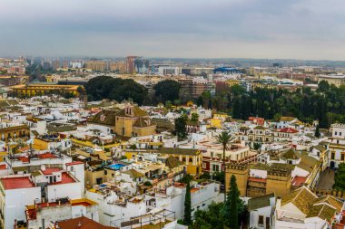 aerial view of the spanish city sevilla taken from top of the la giralda tower