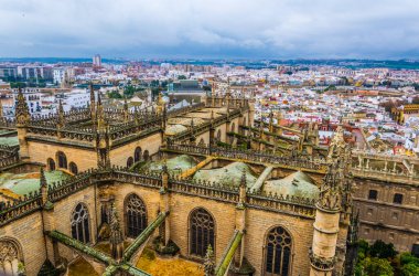 Sevilla 'daki katedralin havadan görünüşü