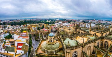 aerial view of the cathedral in sevilla