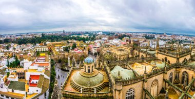 aerial view of the cathedral in sevilla