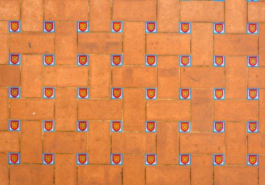 Plaza de Espana 'nın fayanslı duvarları. Sevilla. İspanya.