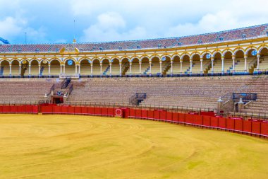 view of bullfighting arena plaza de toros de la real maestranza de caballeria de sevilla in the spanish city sevilla