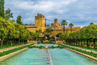 beautiful gardens of the alcazar de los reyes cristianos - royal palace of the cristian kings in the spanish city cordoba
