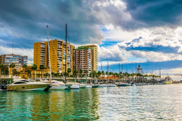 View Marina Housing Yachts Recreational Boats Port Malaga Spain —  Fotos de Stock