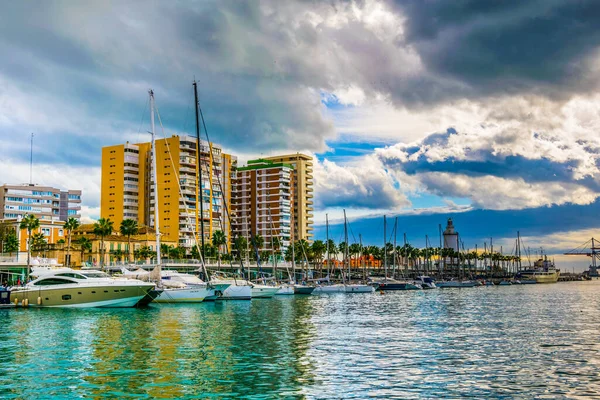 View Marina Housing Yachts Recreational Boats Port Malaga Spain — стоковое фото