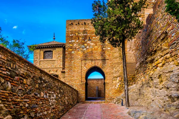 Kilátás Nyílik Főkapu Alcazaba Erőd Malaga — Stock Fotó