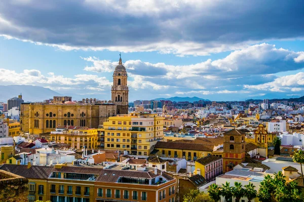Vista Aérea Catedral Málaga Seu Bairro — Fotografia de Stock