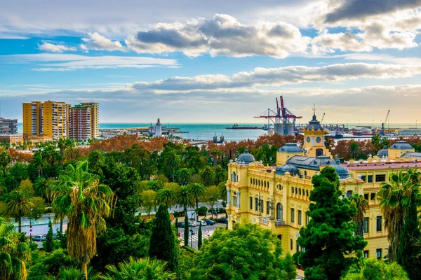 Vista Aérea Del Ayuntamiento Ciudad Española Malaga — Foto de Stock