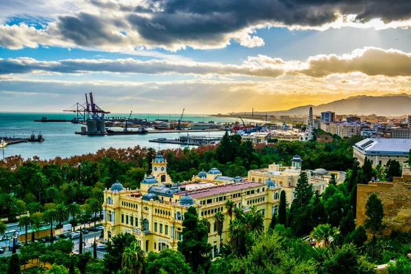 Luchtfoto Van Het Stadhuis Van Spaanse Stad Malaga — Stockfoto