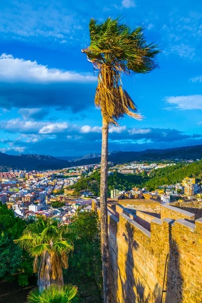 Malaga 'daki Gibralfaro Kalesi' nin manzarası.