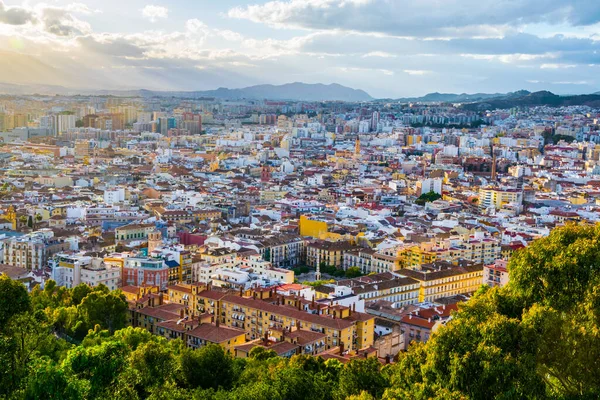 Aerial View Spanish City Malaga Rooftops Old Town Adjacent Residential — стоковое фото