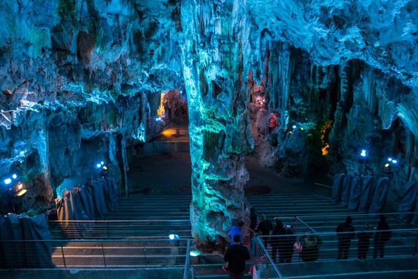 Illumintaed Michael Cave Gibraltar — Stock Photo, Image