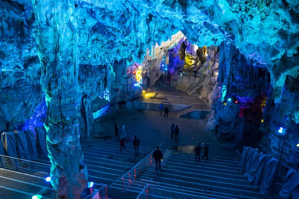 Illumintaed Michael Cave Gibraltar — Stock Photo, Image