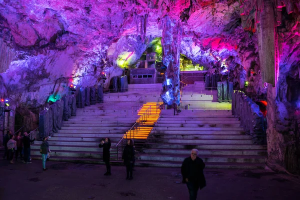 Illumintaed Michael Cave Gibraltar — Stock Photo, Image