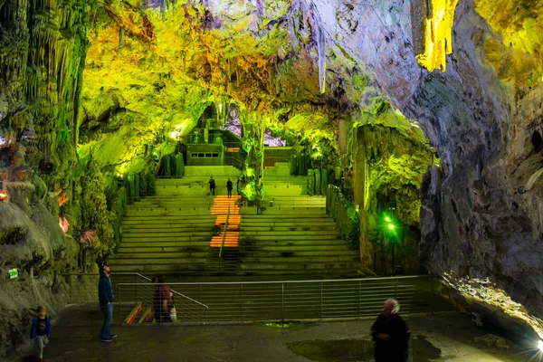 Illumintaed Michael Cave Gibraltar — Stock Photo, Image