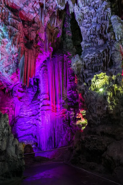 Illumintaed Michael Cave Gibraltar — Stok fotoğraf