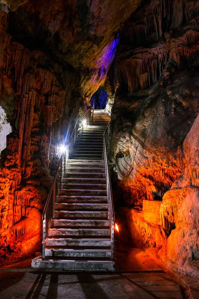 Illumintaed Michael Cave Gibraltar — Stock Photo, Image