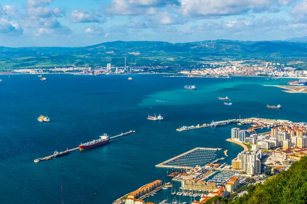 Aerial View Gibraltar Algeciras Bay Linea Concepcion Taken Upper Rock — Stock Photo, Image