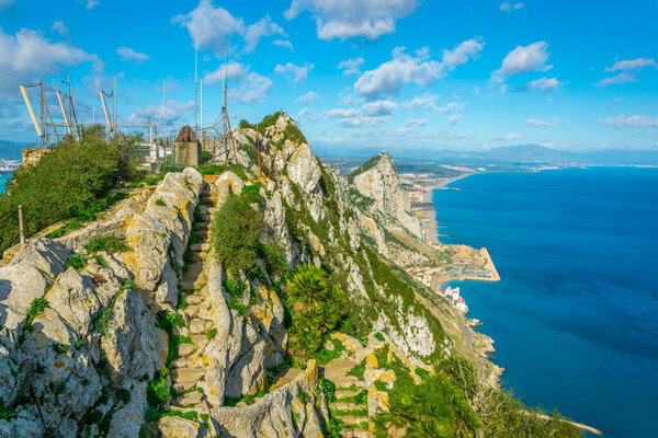 Aerial view of the upper rock on gibraltar.