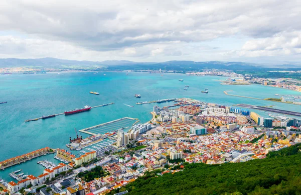 Zicht Vanuit Lucht Gibraltar Genomen Vanaf Top Van Bovenste Rots — Stockfoto