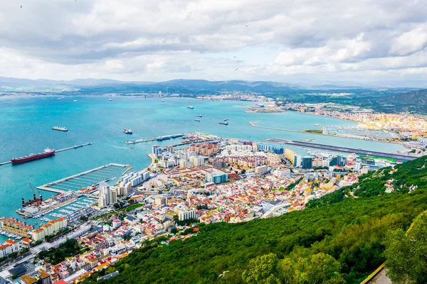 Zicht Vanuit Lucht Gibraltar Genomen Vanaf Top Van Bovenste Rots — Stockfoto