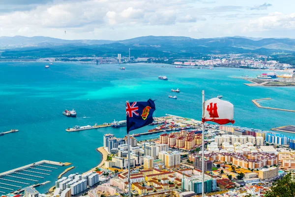 Vlaggen Van Gibraltar Met Landschap Achtergrond — Stockfoto