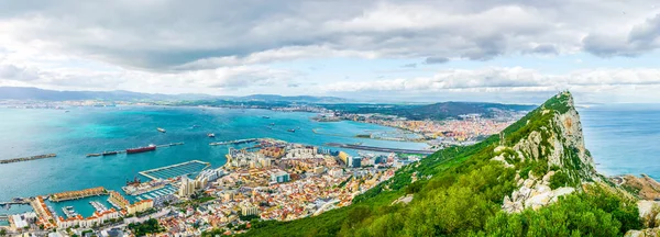 Aerial View Gibraltar Algeciras Bay Linea Concepcion Taken Upper Rock — Foto de Stock