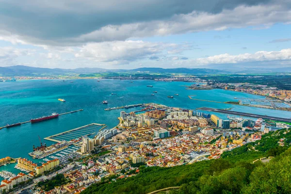 Aerial View Gibraltar Algeciras Bay Linea Concepcion Taken Upper Rock — Stock Photo, Image