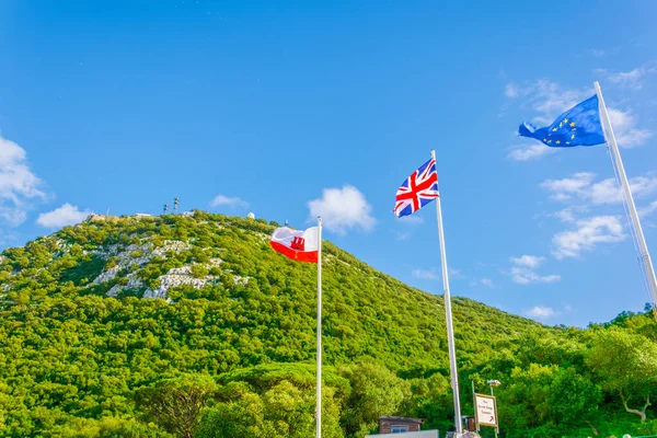 Flags Gibraltar Landscape Background — Fotografia de Stock