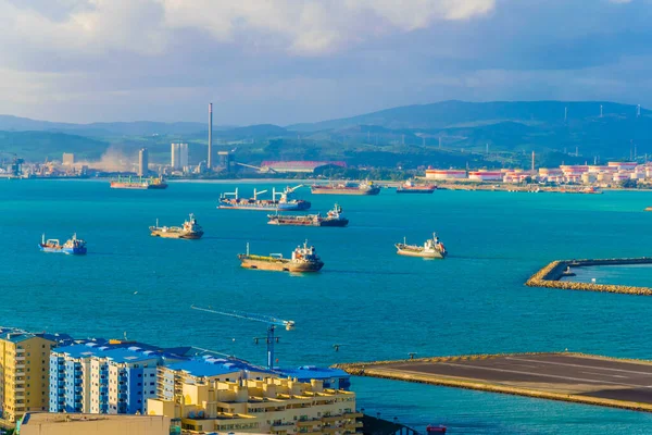 Cargo Ships Approaching Port Algeciras Bay Spain — Stock fotografie